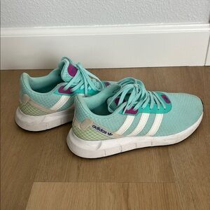 Adidas Aqua and White Running Shoes